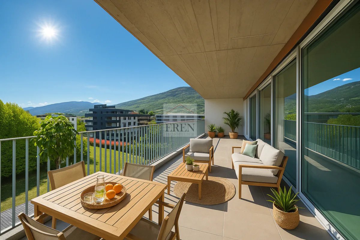 Helles Dachgeschoss-Wohnung mit 4 Zimmern, verglastem Balkon-Terrasse im Winkel von 45m2 und hochwertiger Ausstattung