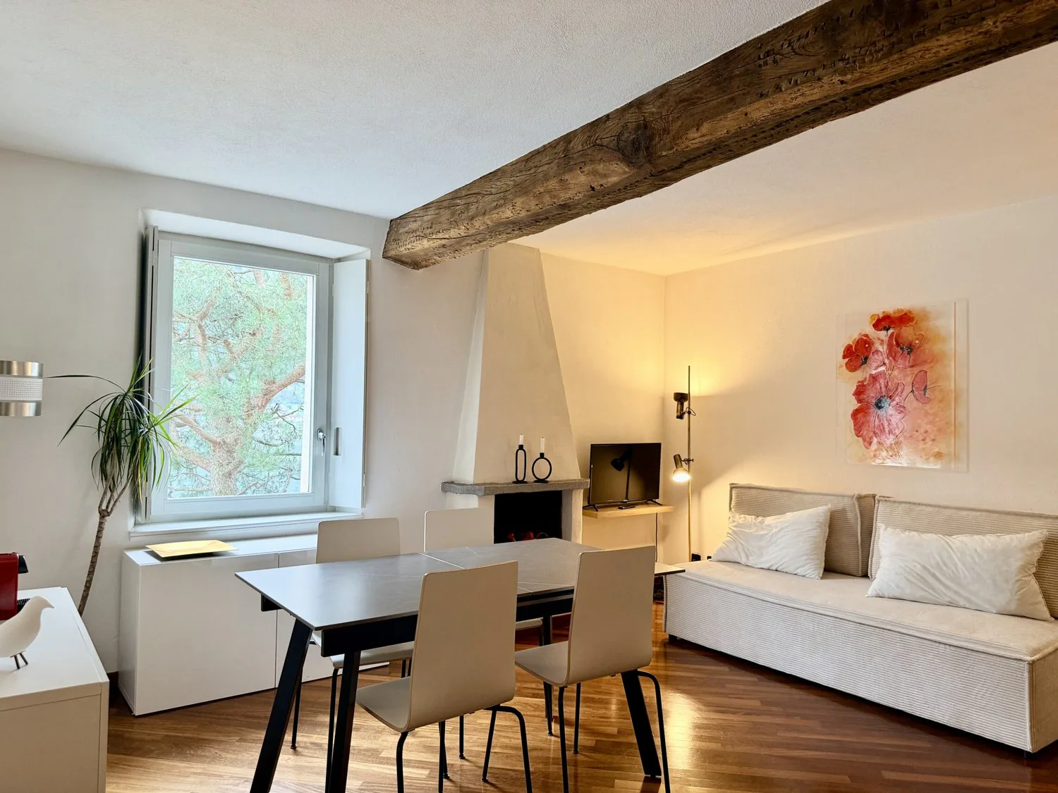 Rent a stunning two-room apartment in a historic palace in Morcote