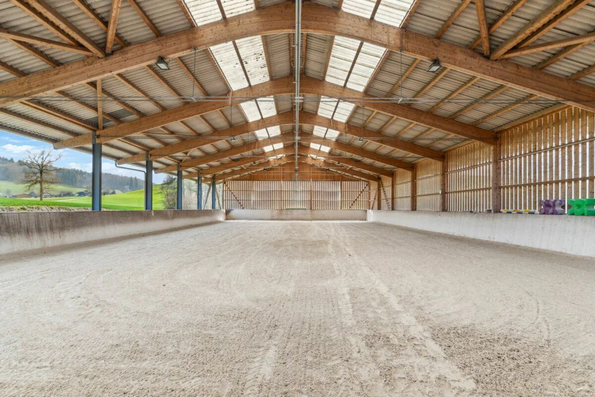 Equestrian property with riding hall and residential house