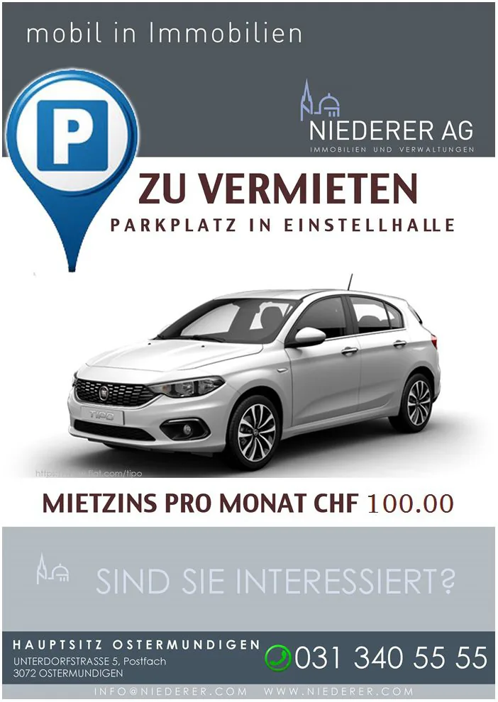 Parcheggi multipli in affitto a CHF 100.00 ciascuno