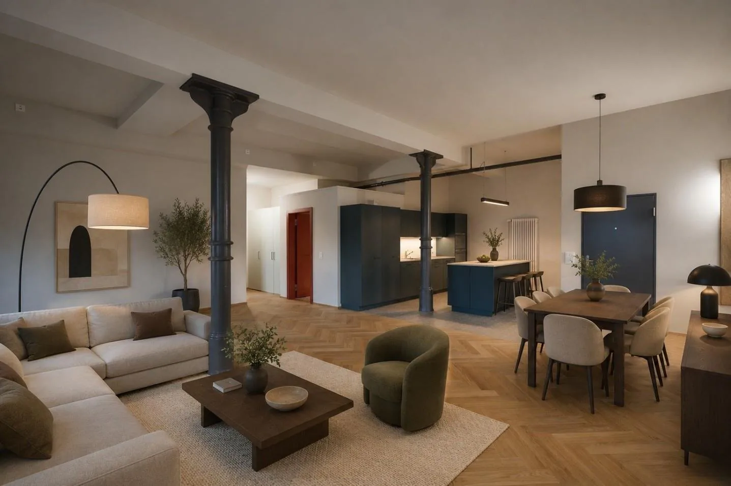 Unique 2.5-room loft commercial space with Art Nouveau flair