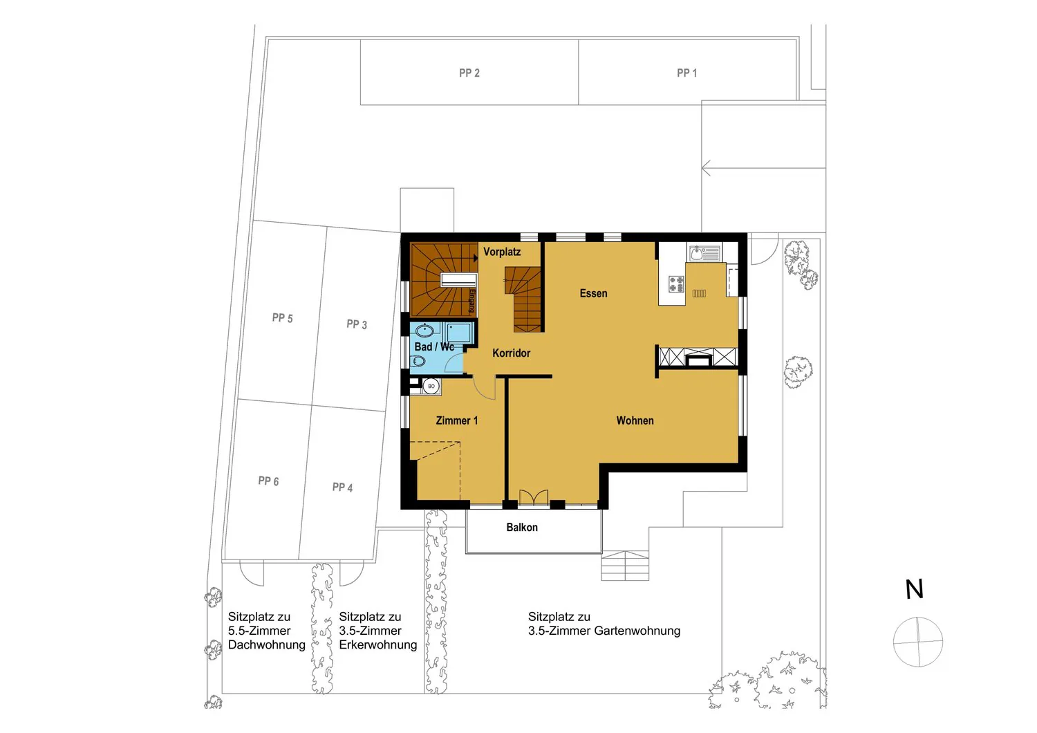 Appartement maisonnette rénové de 5,5 pièces avec vue imprenable à Arbon