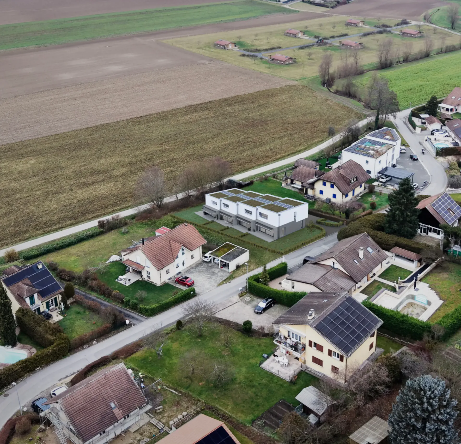 Domdidier, in vendita, ville contigue di 4.5 locali, con giardino
