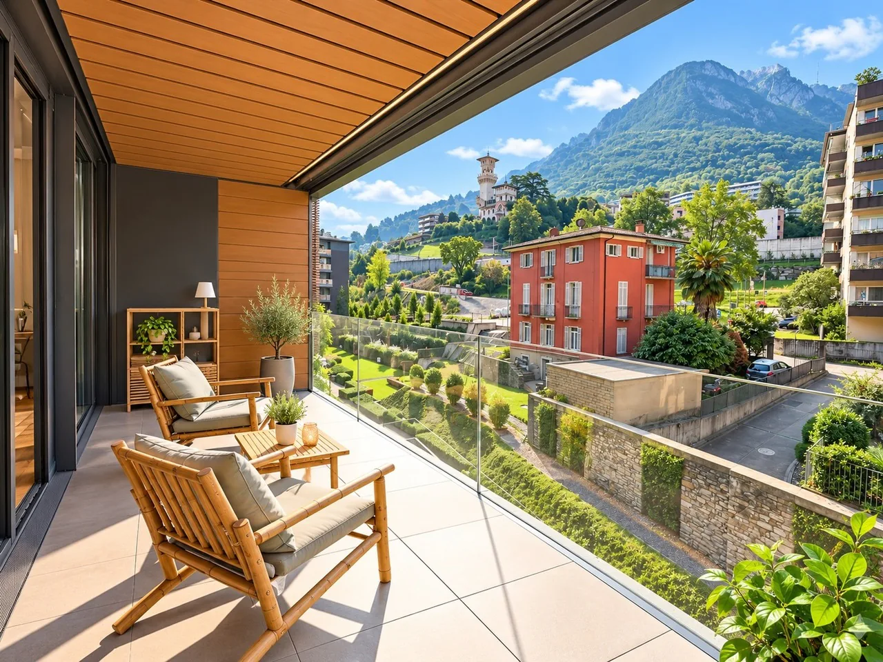 Modern apartment with 2 terraces - 100 m from Lake Lugano