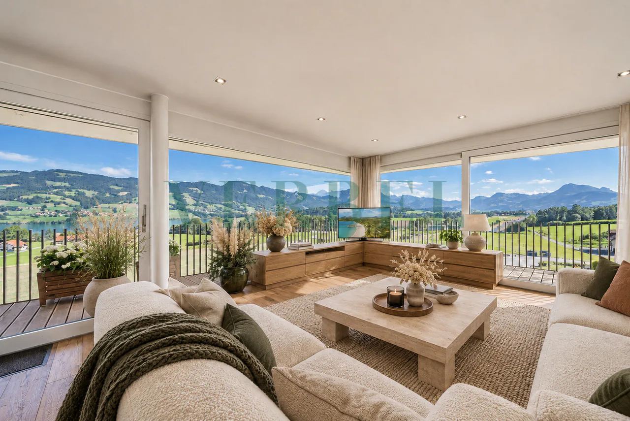 Dachgeschoß-Duplex mit außergewöhnlicher Aussicht auf See und Berge