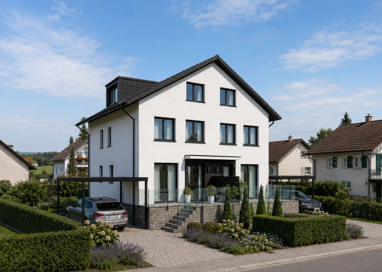 Approved 6.5-room semi-detached house with garden