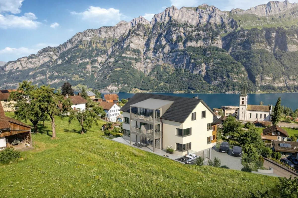 Edificio nuovo - lusso puro! Appartamento giardino 4,5 locali sopra il lago di Walensee