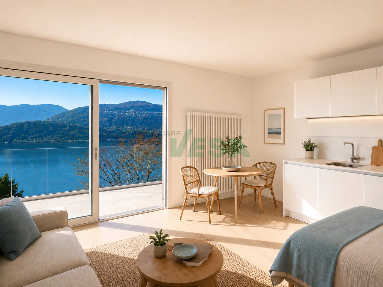 Elegante appartamento monolocale con magnifica vista lago