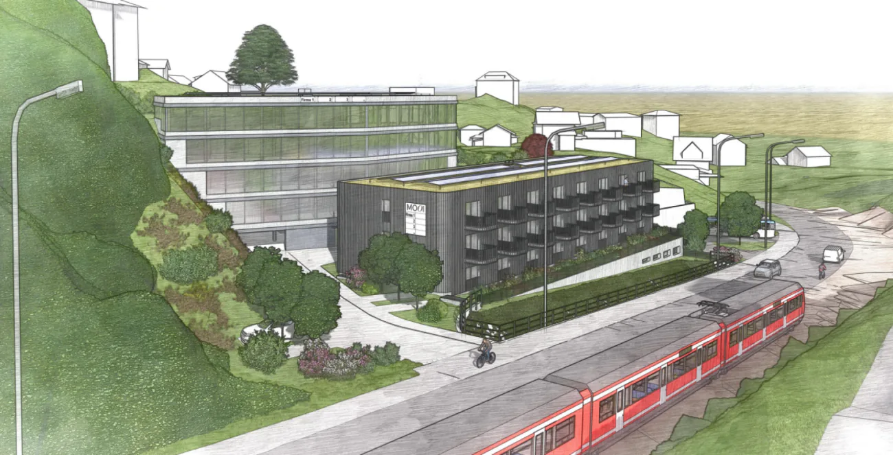 Immeuble commercial Lustmühle : Espaces à partir de 100 m² jusqu'à un total de 1'355.69 m²