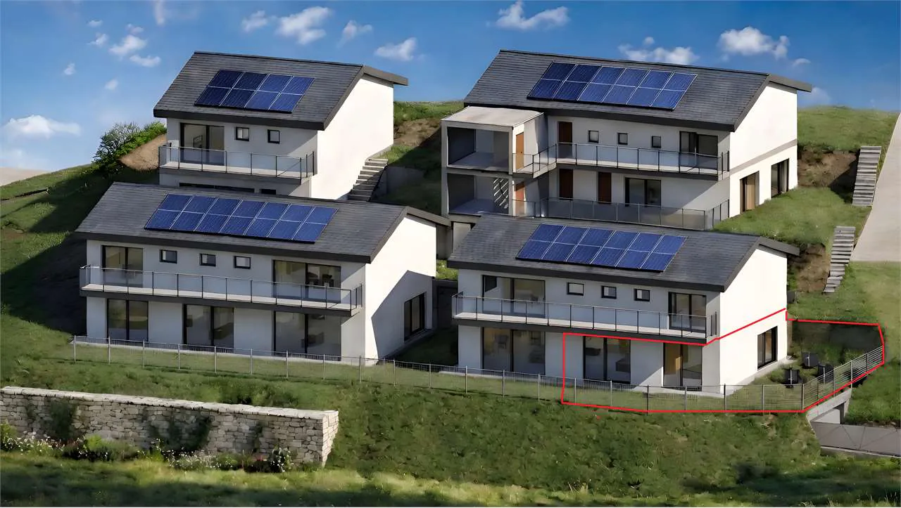 Elegante 3.5 locali con giardino privato e vista aperta sulla valle