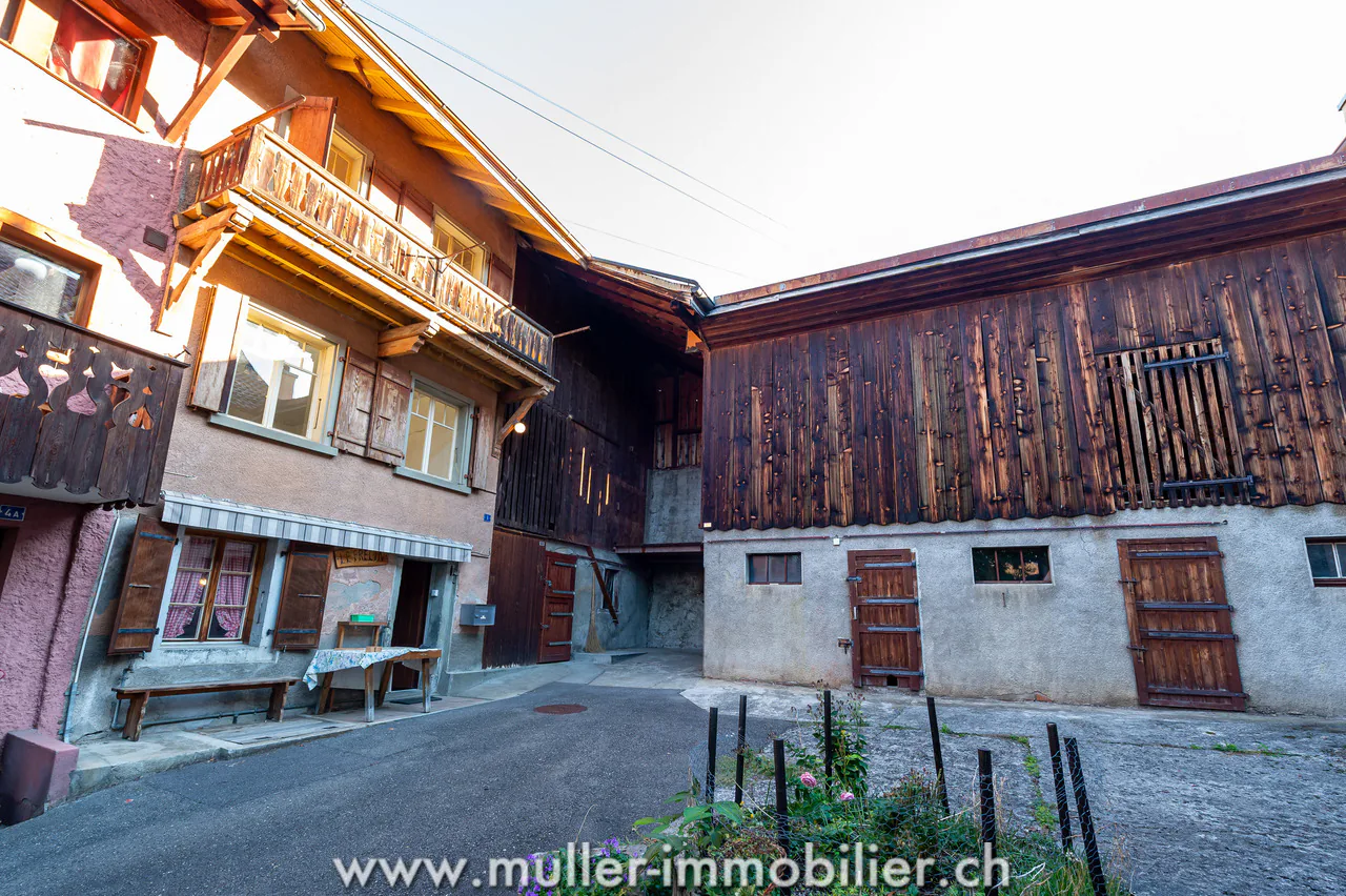 Maison villageoise avec dépendances, à rénover, au centre d'Ollon