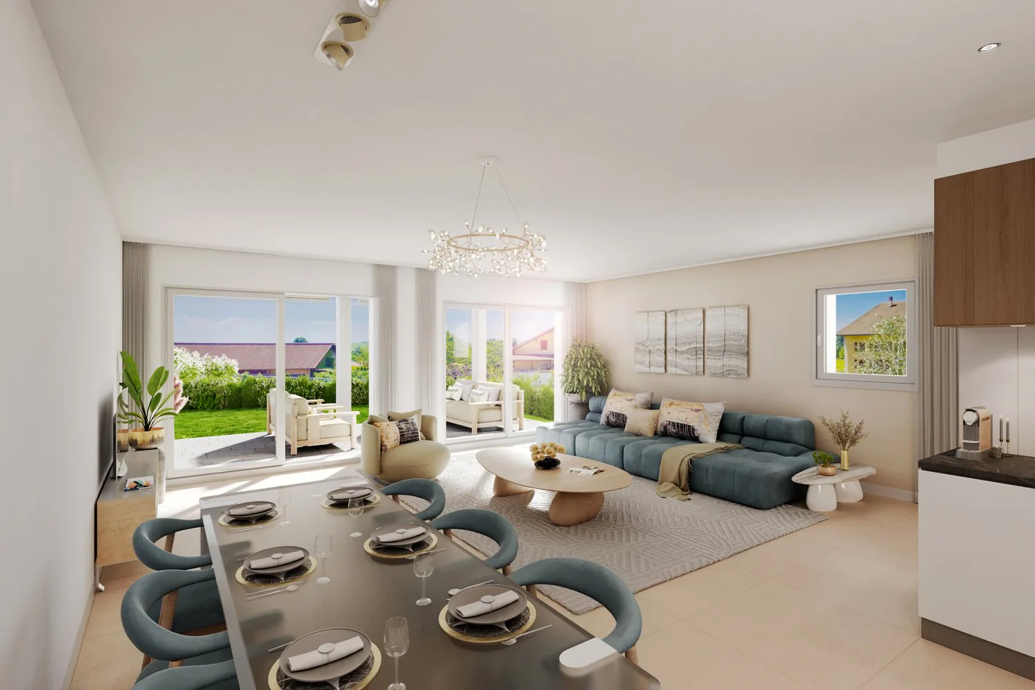 A large living room and spaces spread over three levels