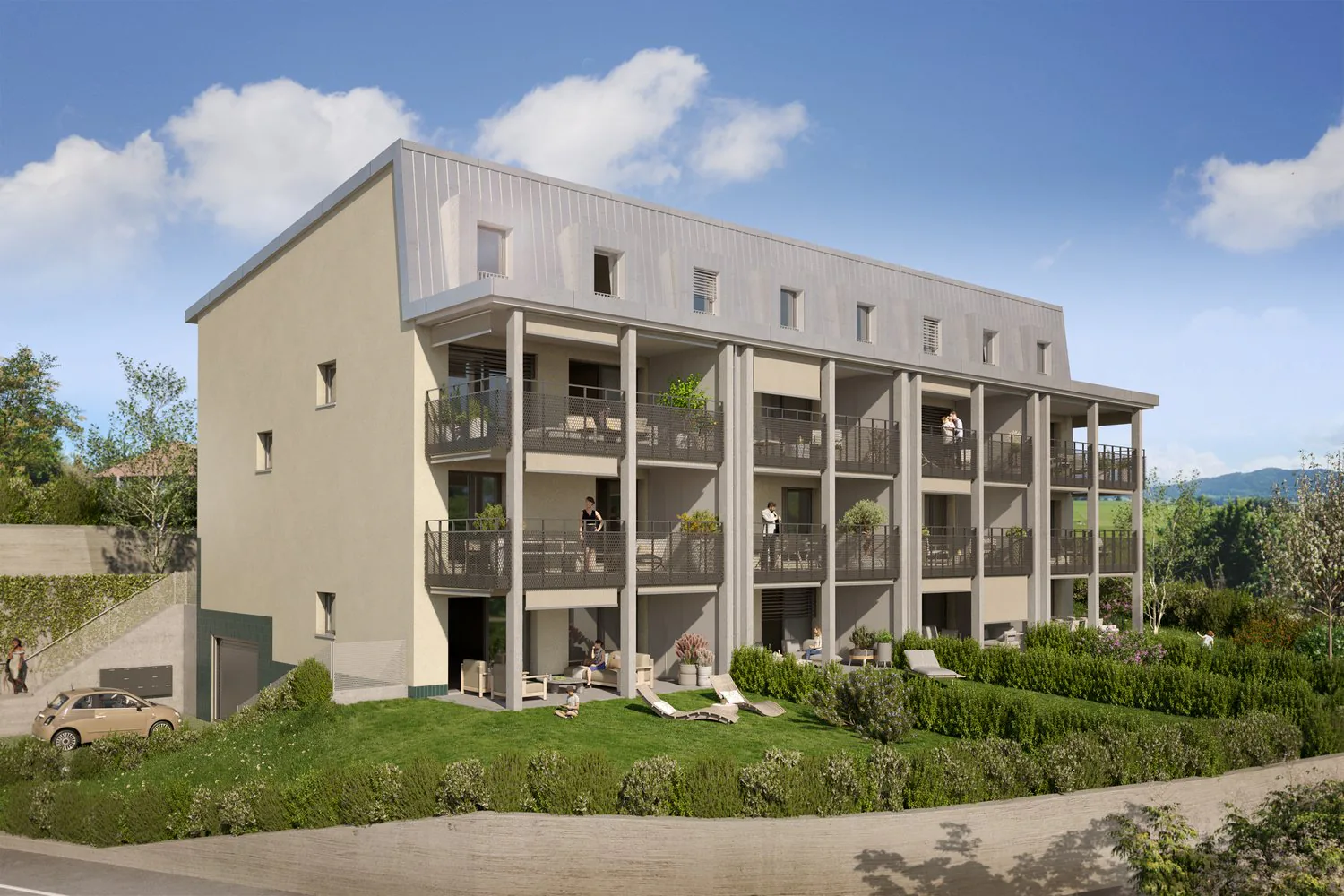 A duplex with a 132 m² garden and three outdoor spaces