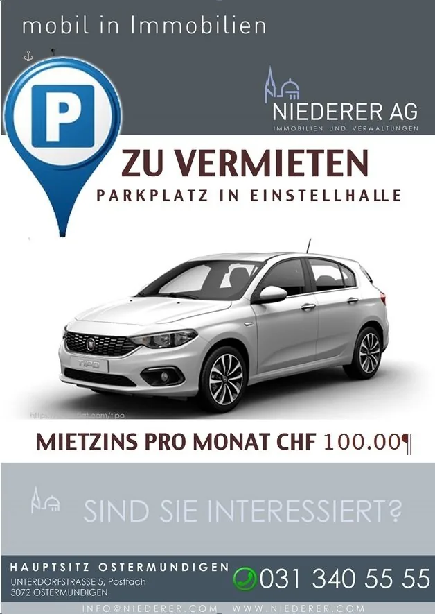 Plusieurs places de parking pour 110,00 CHF chacune disponibles