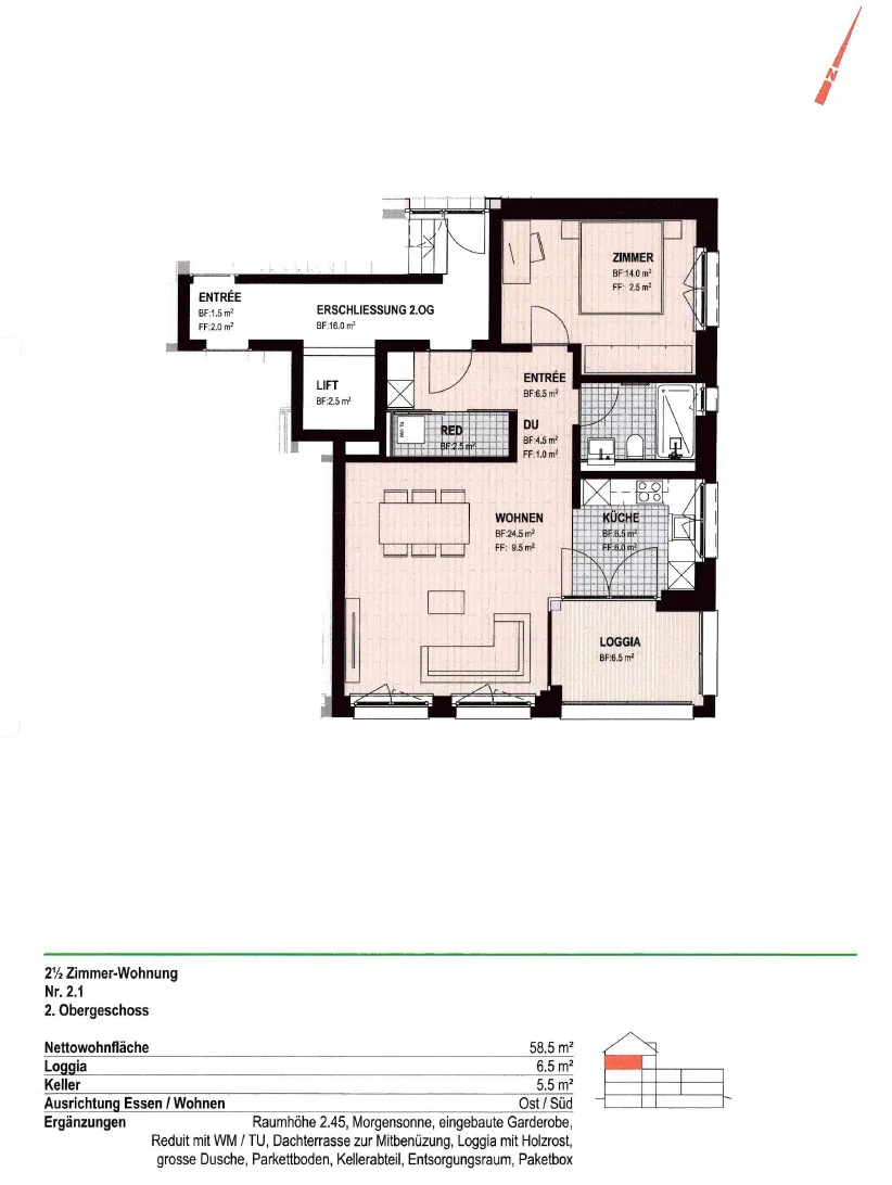 Modern 2.5-room apartment with loggia in St. Gallen – available from February 2027