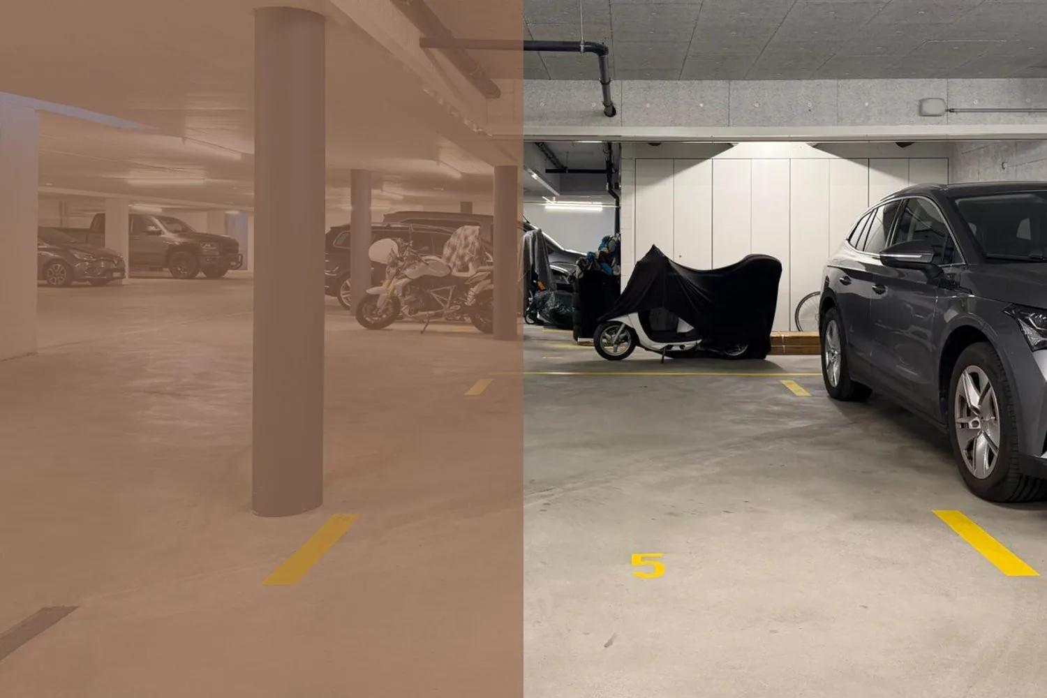 Posto auto in un garage sotterraneo ben curato