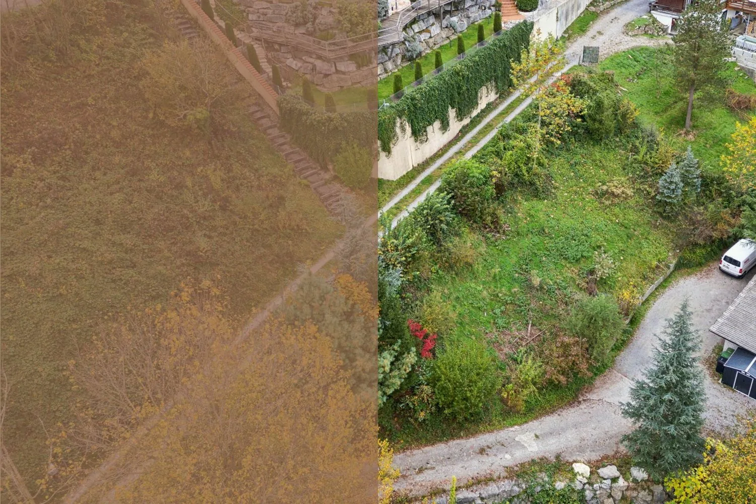 Parcelle de construction sur un versant verdoyant