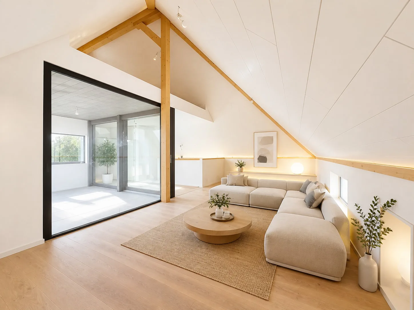 Neues Haus mit Tropenhaus und Blick auf den See