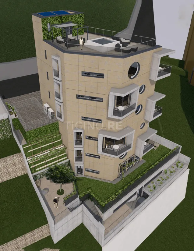 Lugano – Elegant 3.5-room apartment with panoramic rooftop