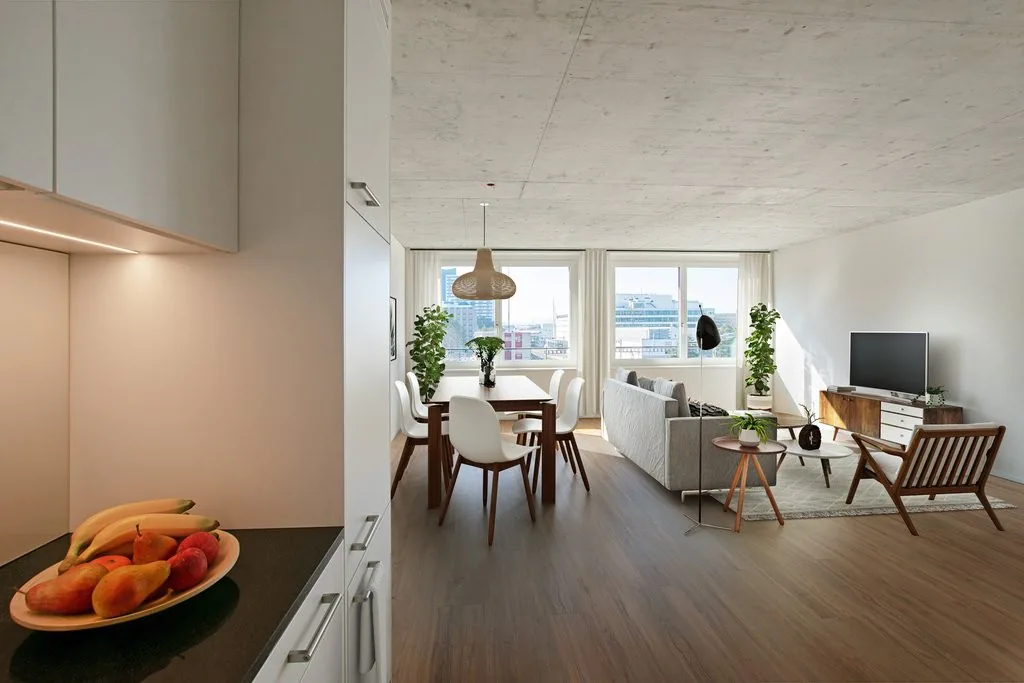 Modern 2.5-room apartment with huge shared rooftop terrace