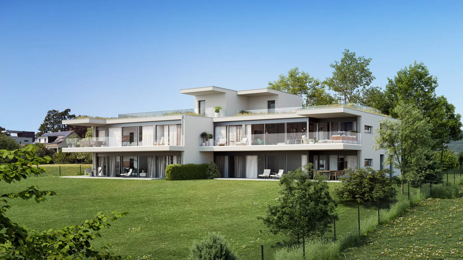 Ampio giardino privato e vista sul lago per questo appartamento contemporaneo di 5,5 locali