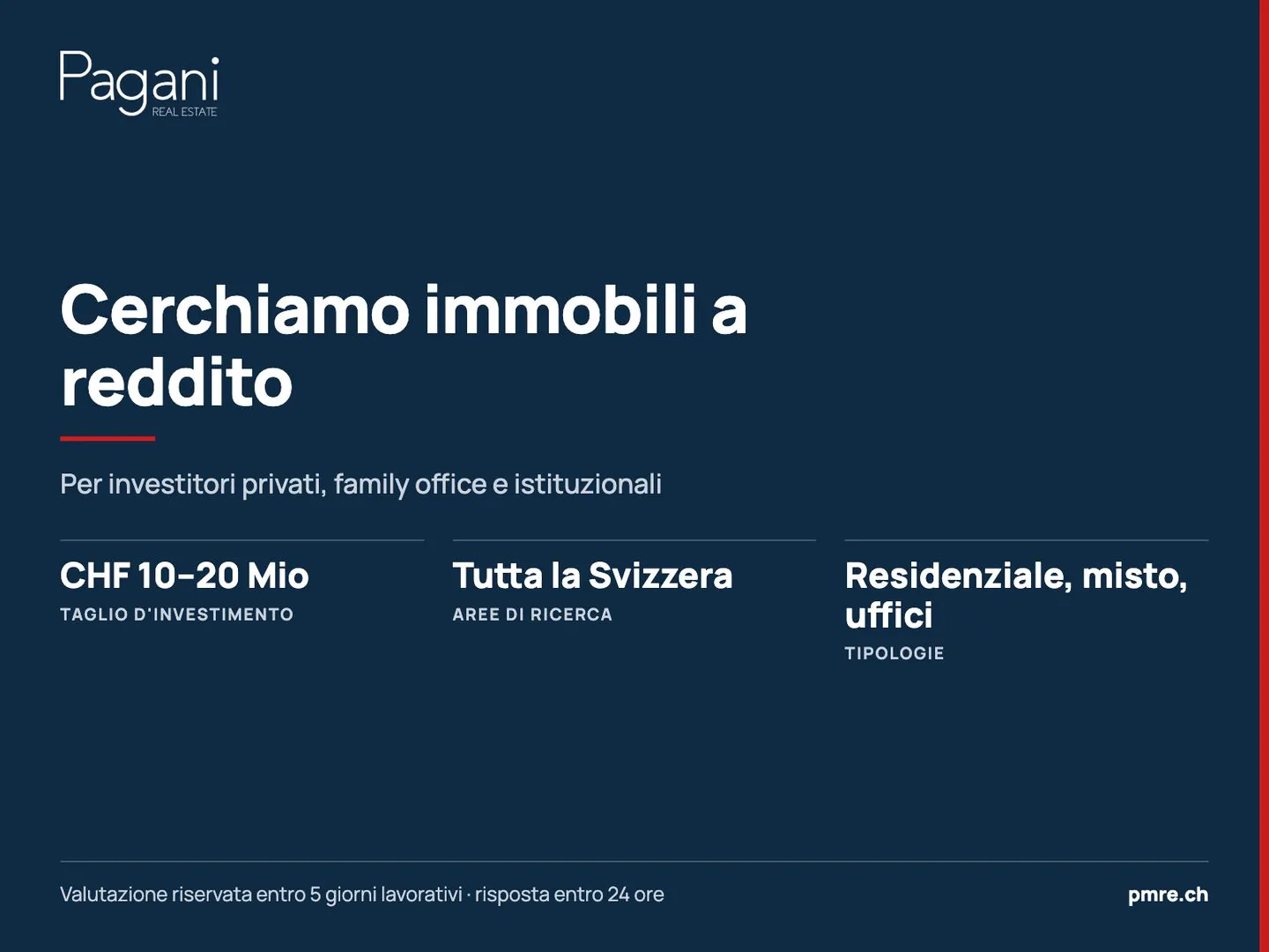 Nous recherchons des biens à revenus CHF 10–20 Mio dans tout le Tessin