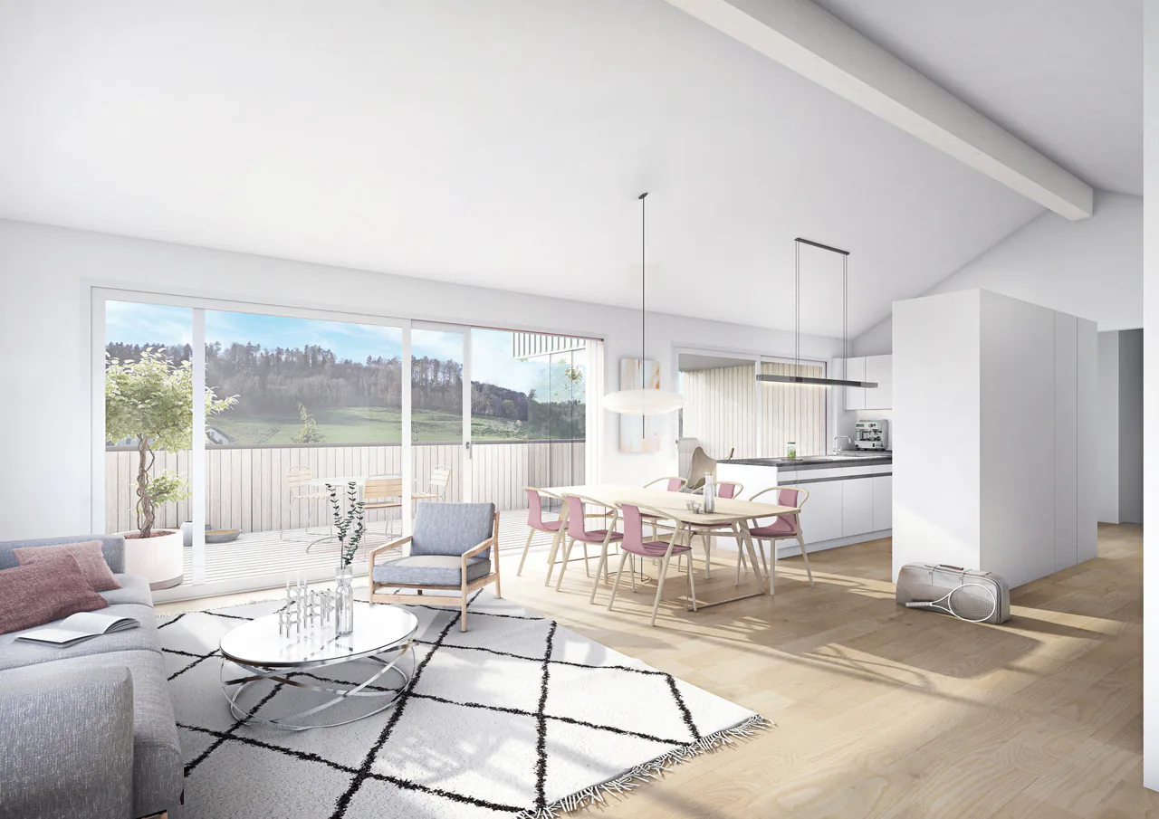 Rêve d'attique avec grande terrasse (en partie vitrée) et balcon