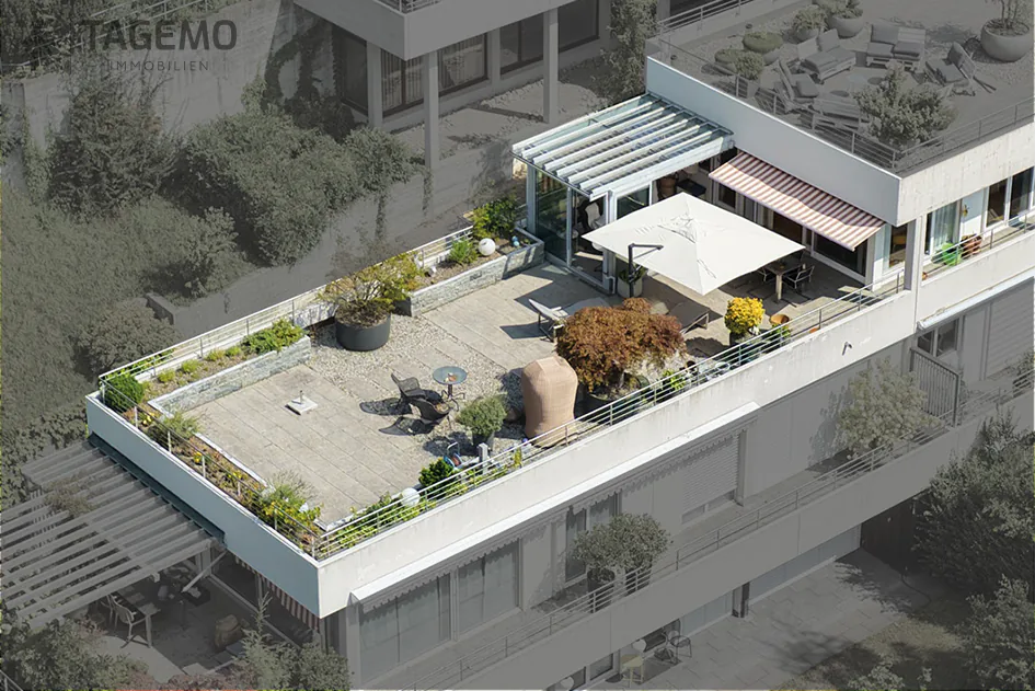 2 Gehminuten zum See. 100 m² Terrasse. Eine seltene Kombination.