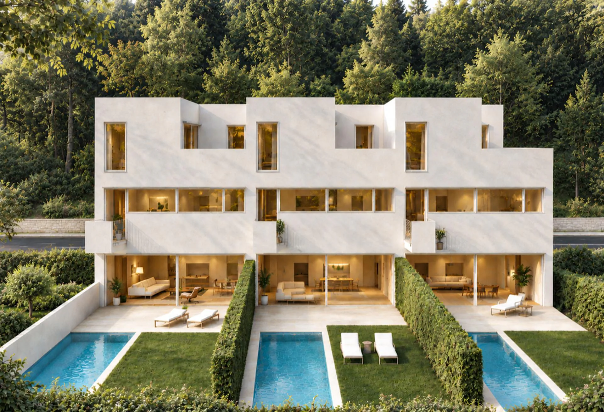 Semi-detached house under construction with pool in Villa Luganese