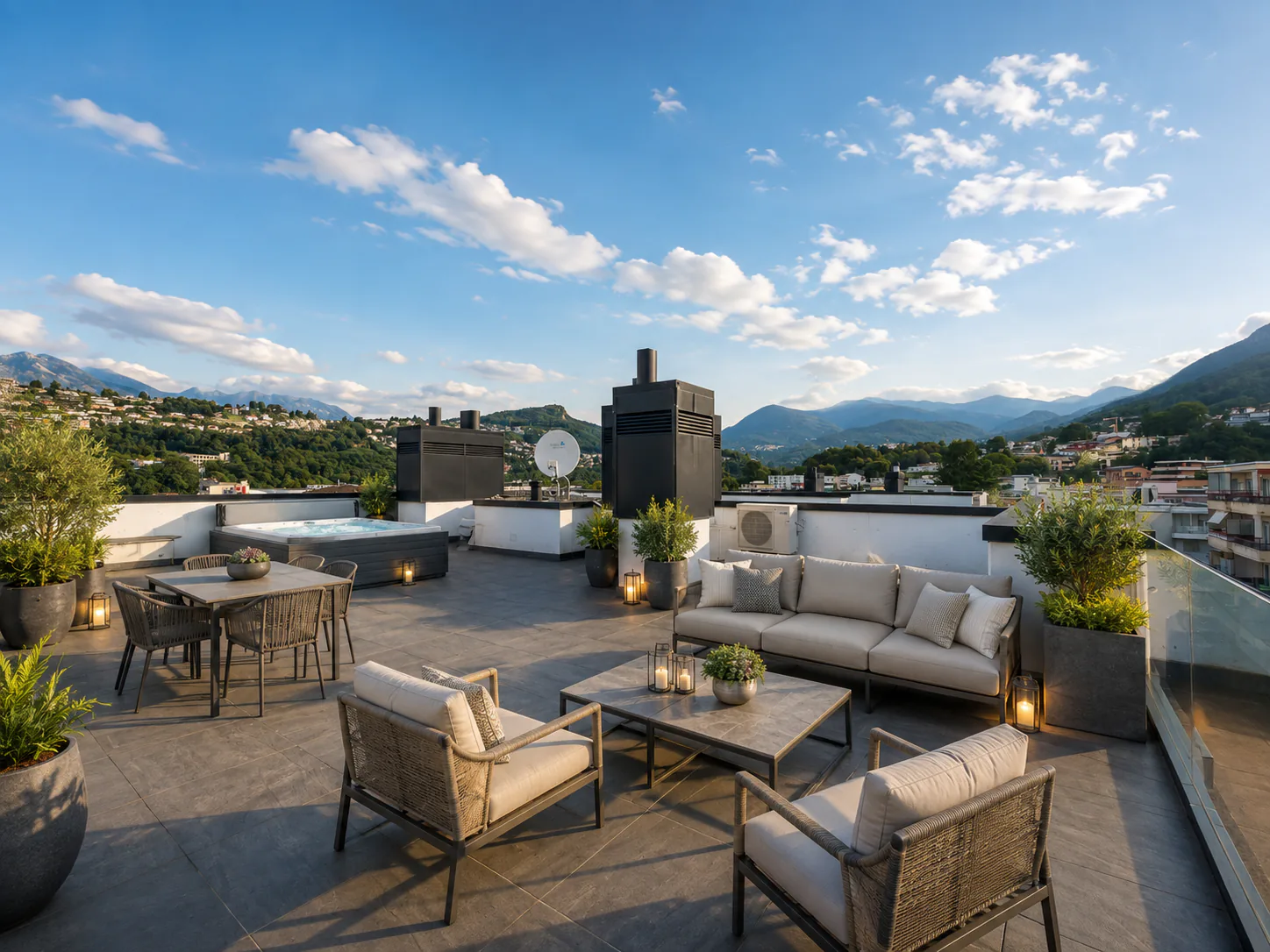 Spacious attic with roof terrace in Pregassona