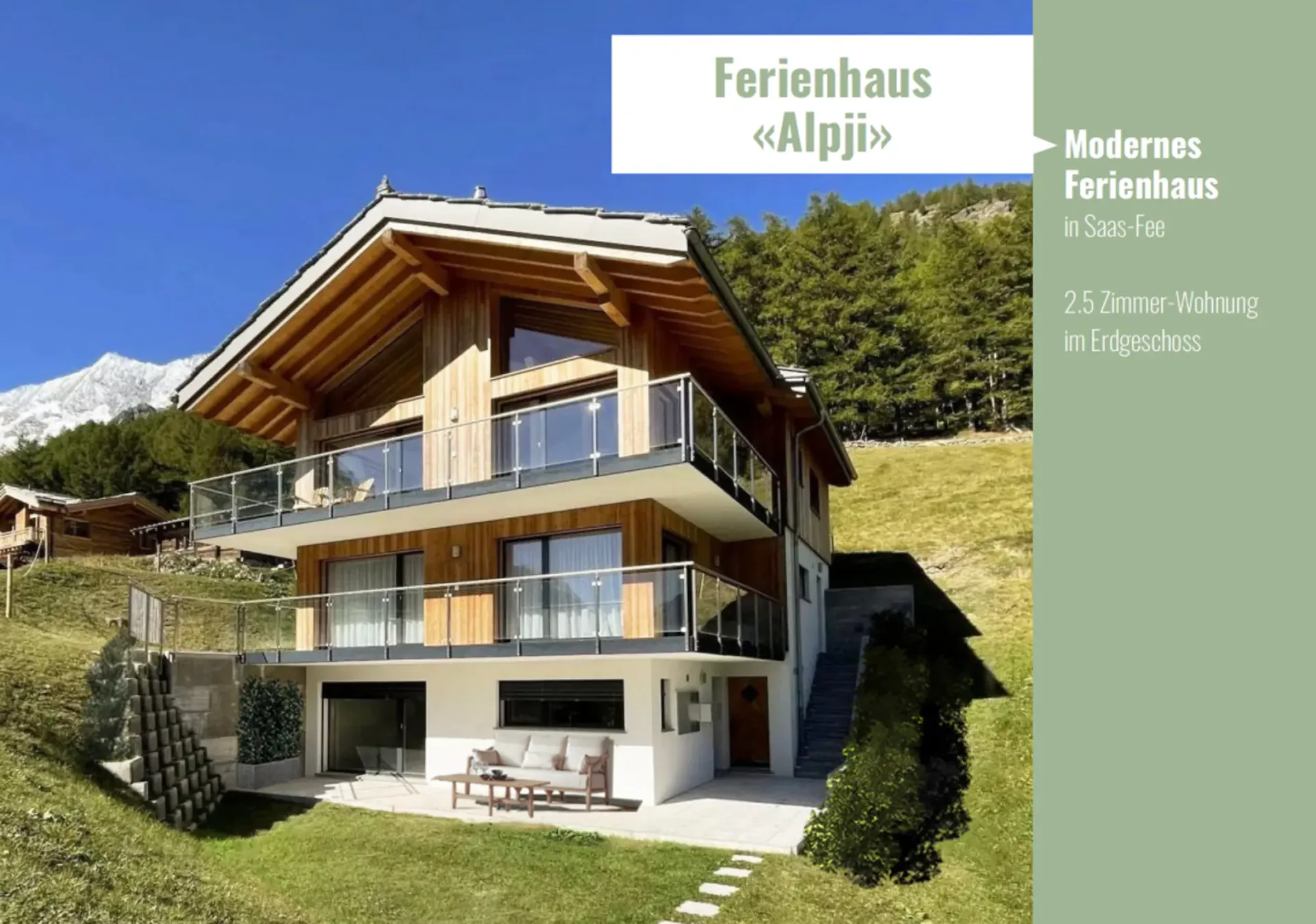 Nuovo appartamento 2.5 locali in uno dei più antichi villaggi, Hohnegg, sopra Saas-Fee. Accesso sportivo dal centro del villaggio, Lomatte o Wildi. Accessibile in bicicletta elettrica tutto l'anno.