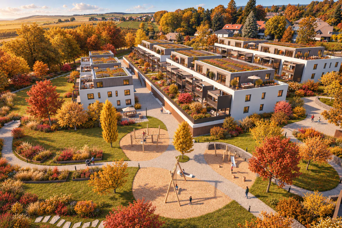 Incantevole nuovo quartiere ecologico in un'oasi verde