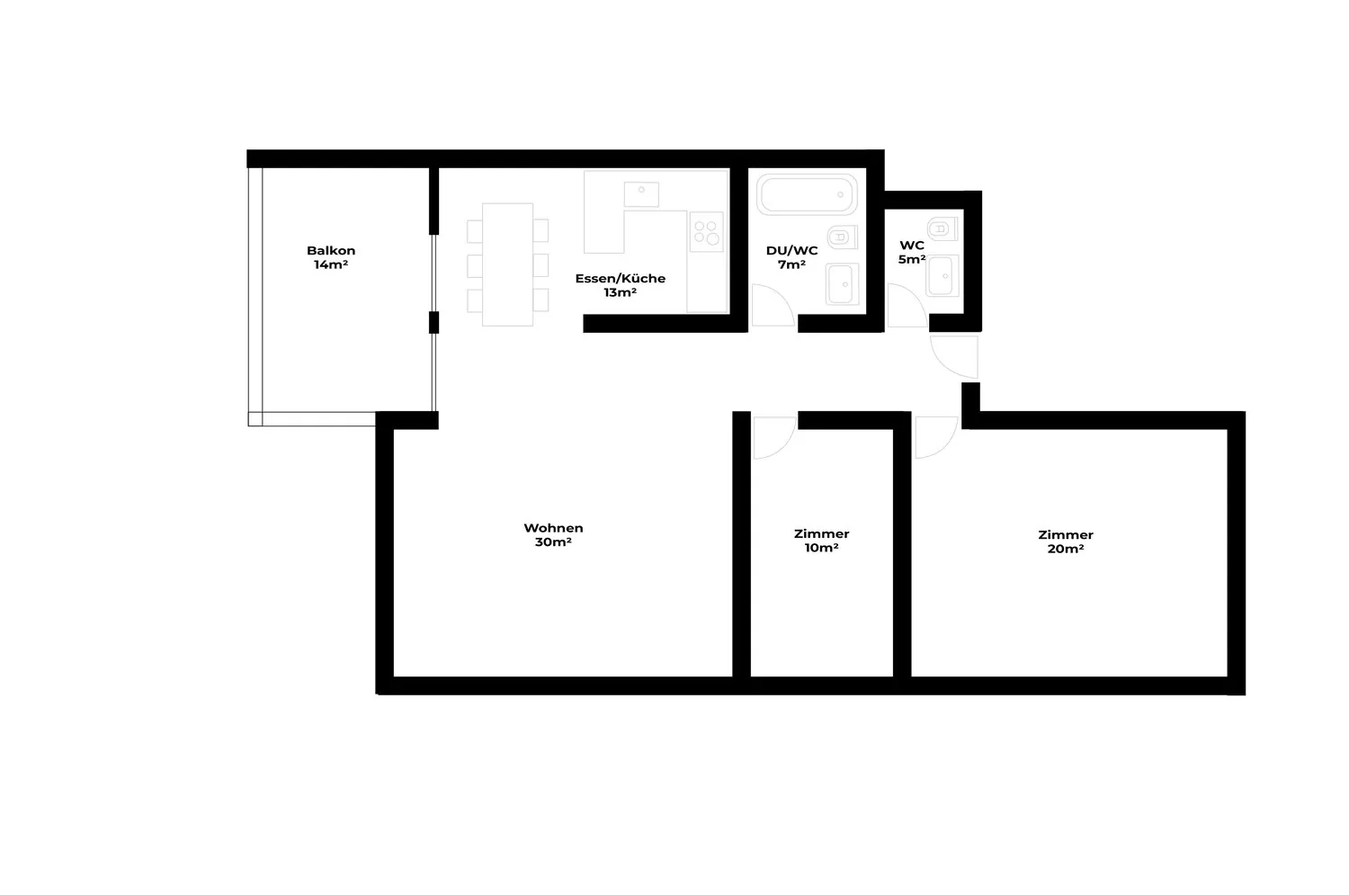 Appartement meublé de 3,5 pièces avec vue sur le lac au centre de Zug