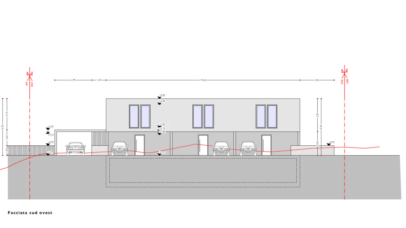 Buildable land with project for three residential units