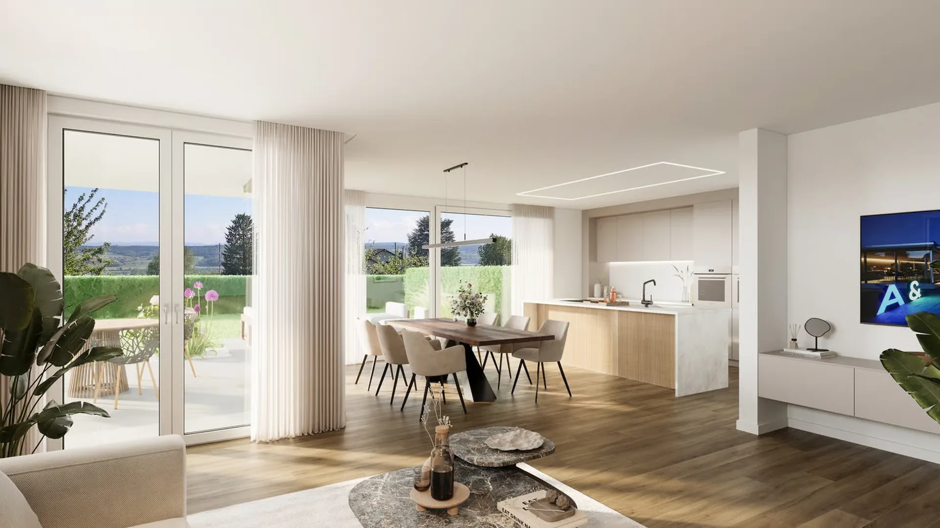 Appartement 4.5 pièces lumineux avec espace de sièges couvert