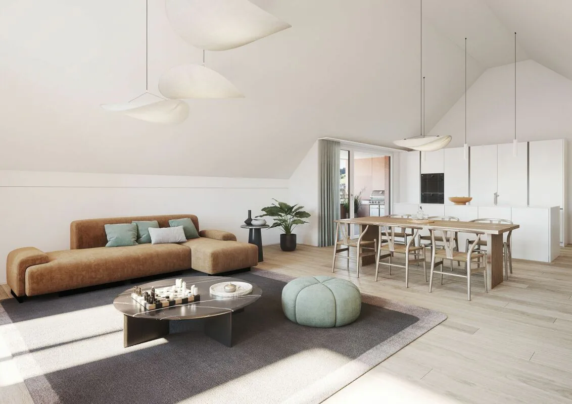 Helle 2.5-Zimmer-Attikawohnung mit Loftgefühl und Südwest-Loggia im Erstbezug