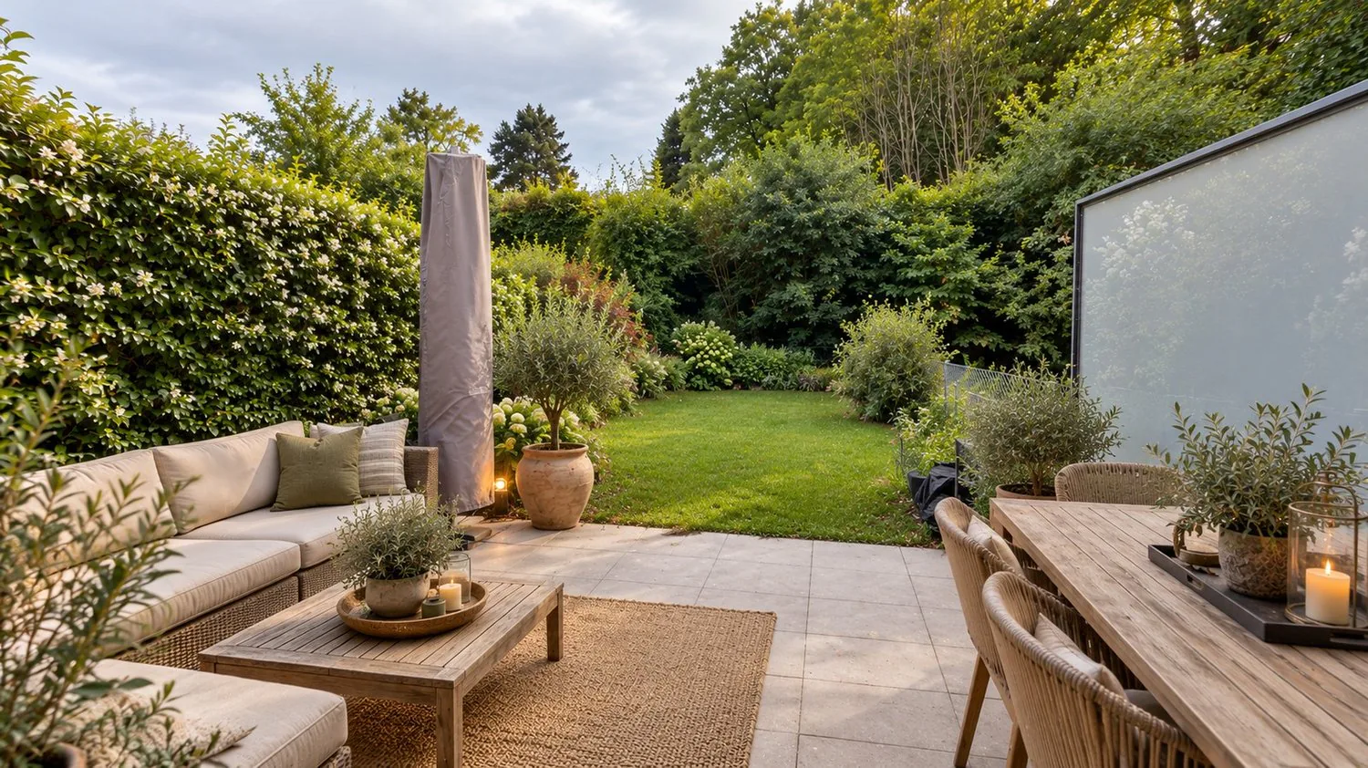 Modernes Haus mit Garten im Herzen einer Wohngegend