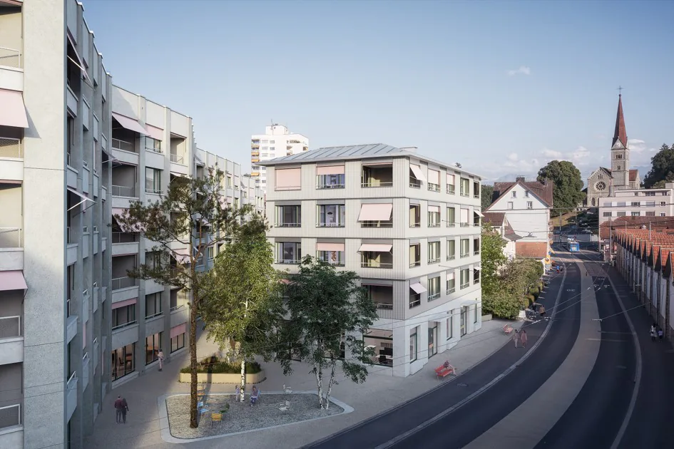 Spazi commerciali moderni nel nuovo quartiere della città di Lucerna Nord