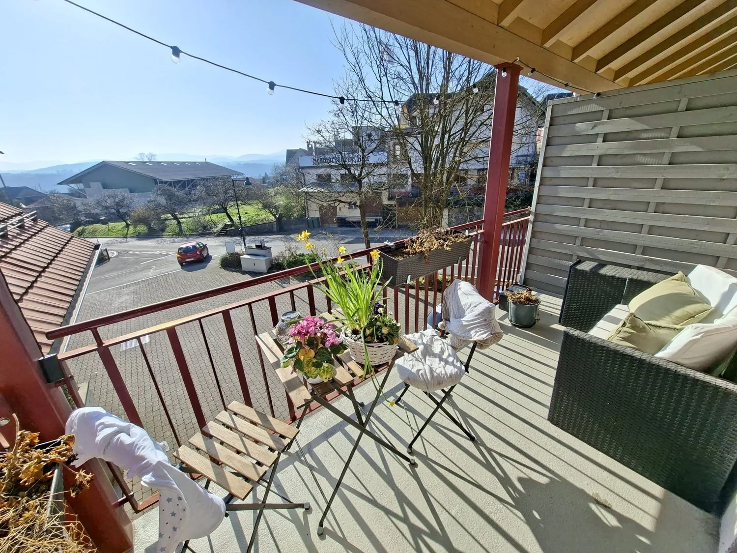 Bright apartment with balcony and view