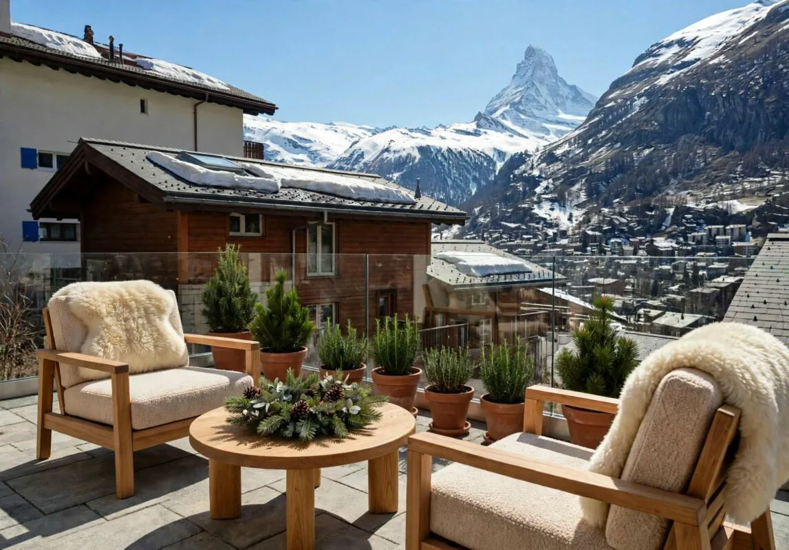 Charming Pearl 2.5 Room Second Home in Zermatt with Unobstructed View of the Matterhorn