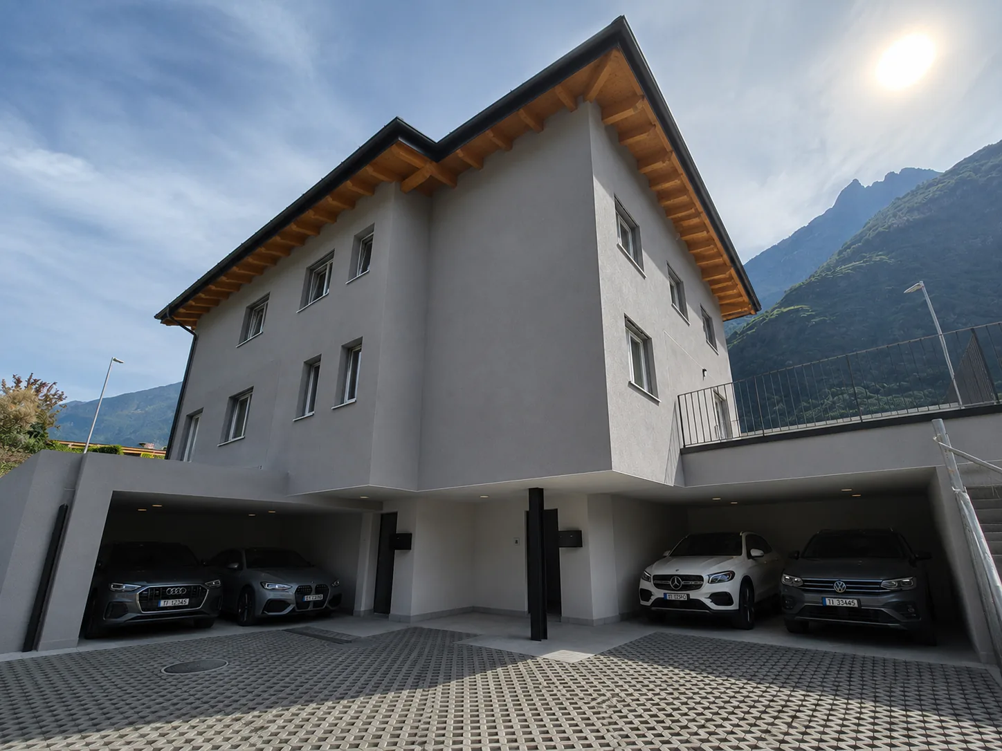 Modern semi-detached house under construction in Biasca