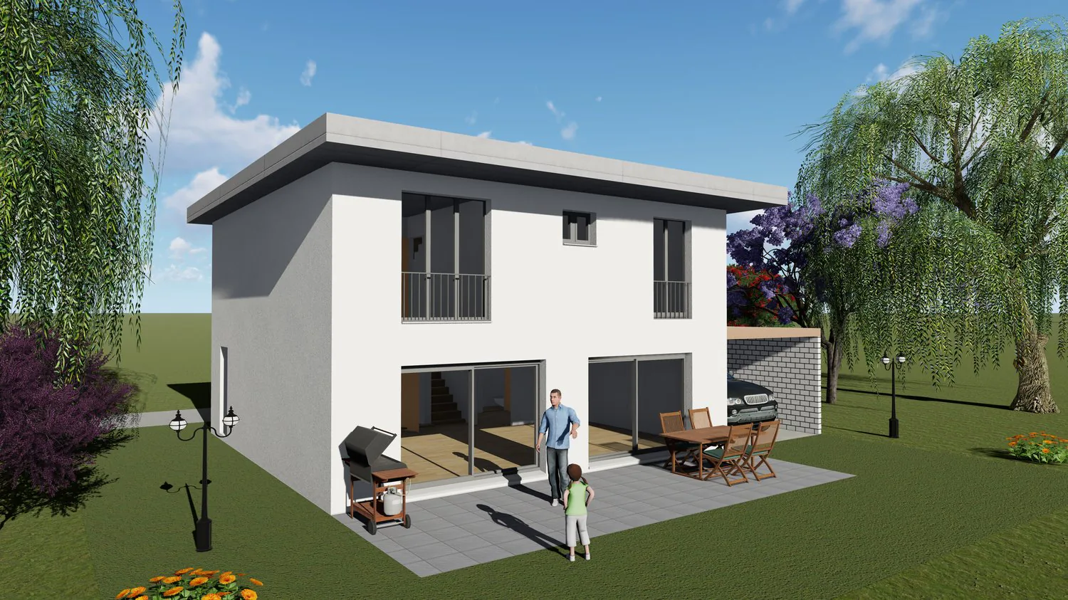 Modern single-family house in Gunzgen, flat roof with DV – New build 2026