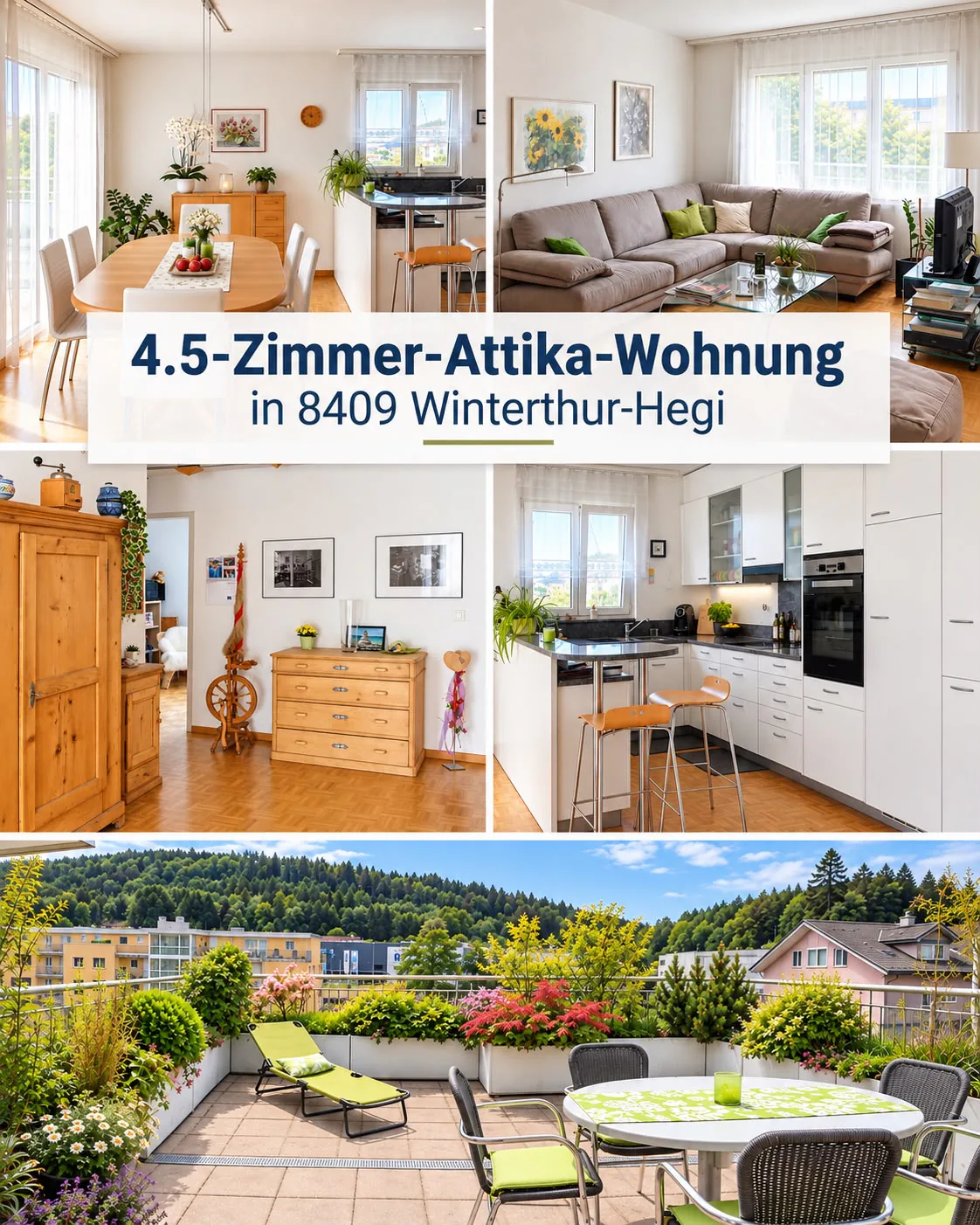 Charmant appartement attique 4.5 pièces avec vue à Winterthur Hegi