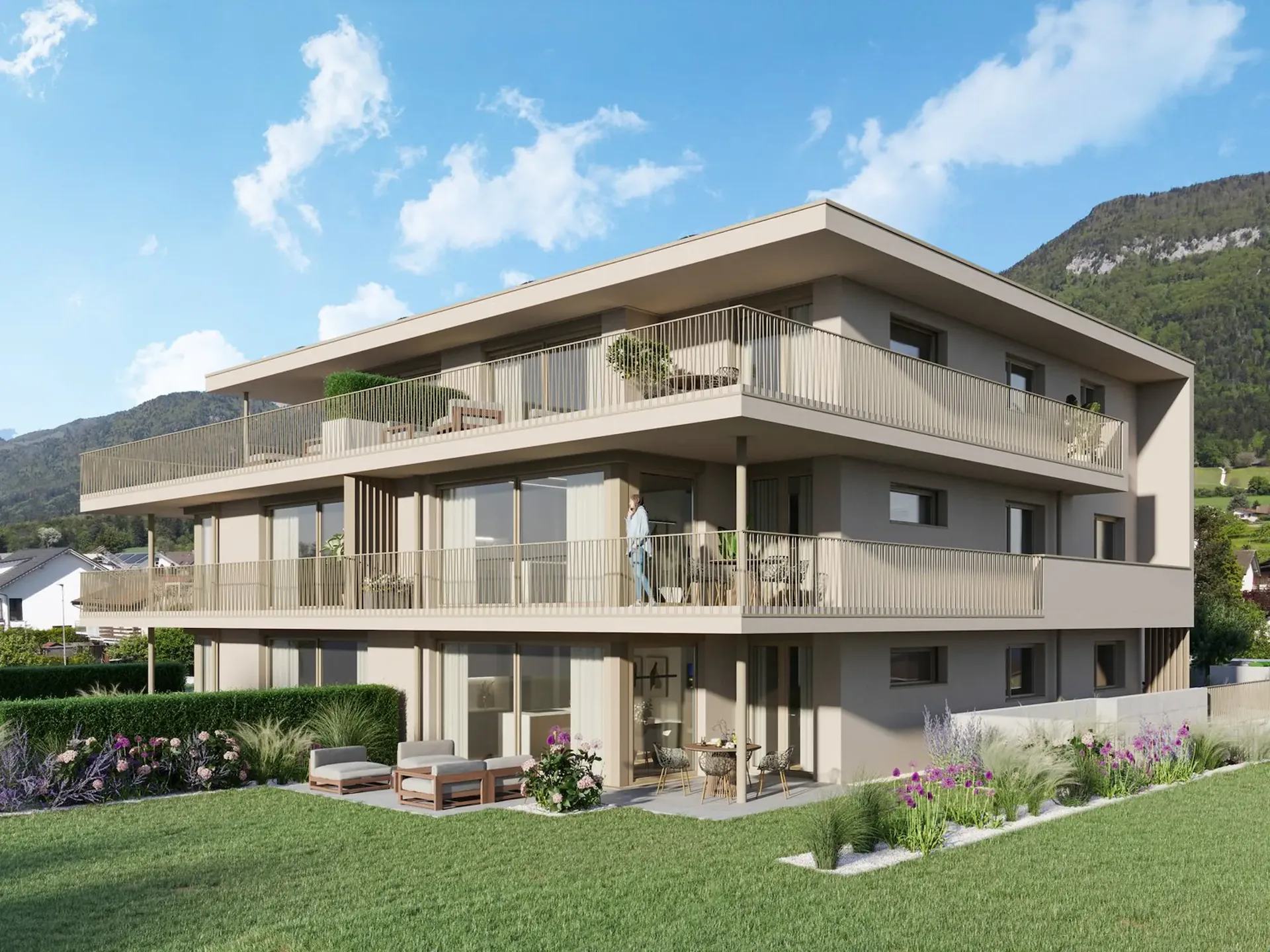 Appartement lumineux de 3,5 pièces à l'étage supérieur avec terrasse couverte