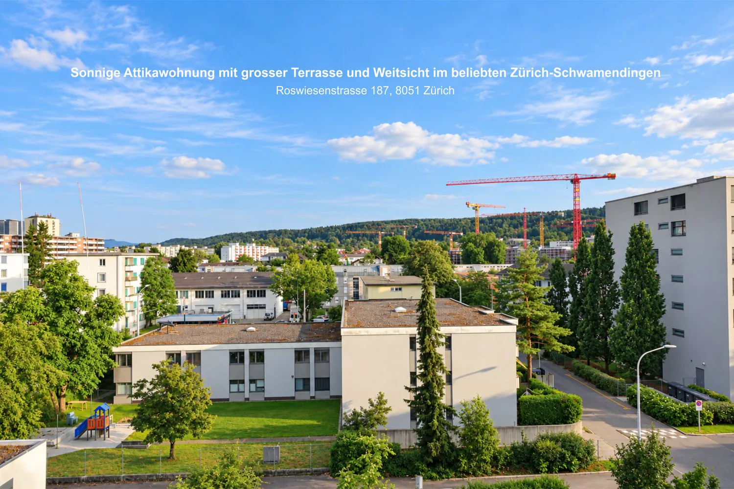 Appartement en attique ensoleillé avec grande terrasse et vue panoramique dans le populaire Zurich-Schwamendingen