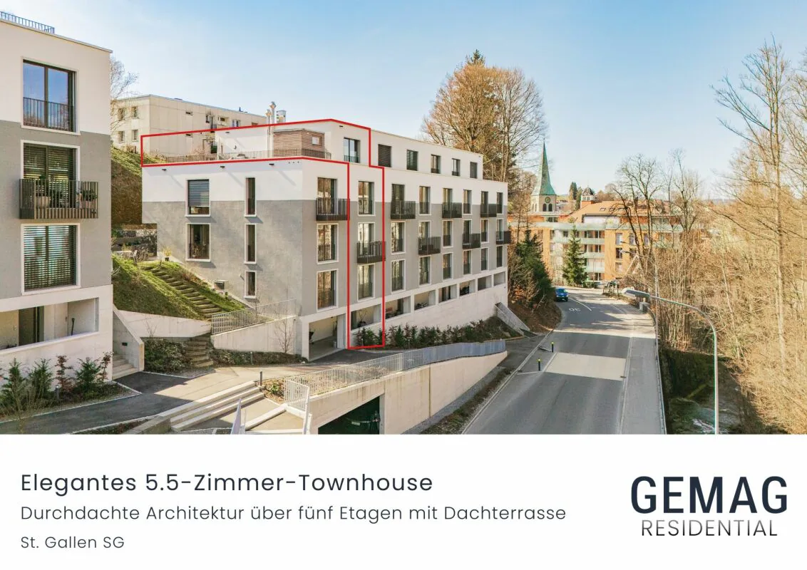 Entre ville et nature - Maison de ville élégante de 5,5 pièces avec terrasse sur le toit