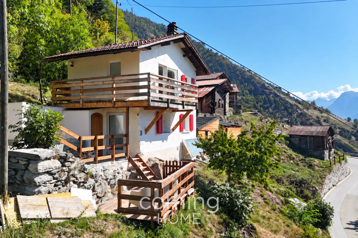 Charmante « tiny house » à Hohtenn, avec une terrasse ensoleillée et une vue sur les montagnes