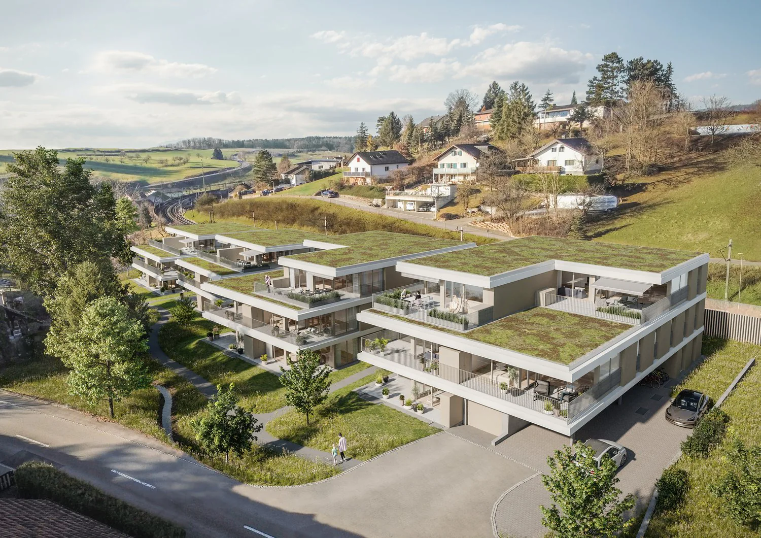 Appartement terrasse moderne avec loggia dans un cadre naturel