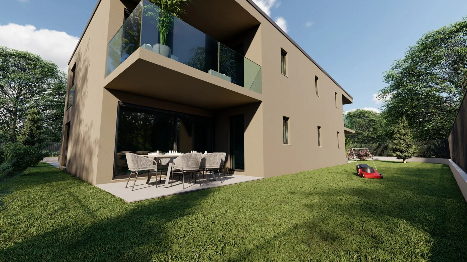 Neue elegante Wohnung mit großem Garten