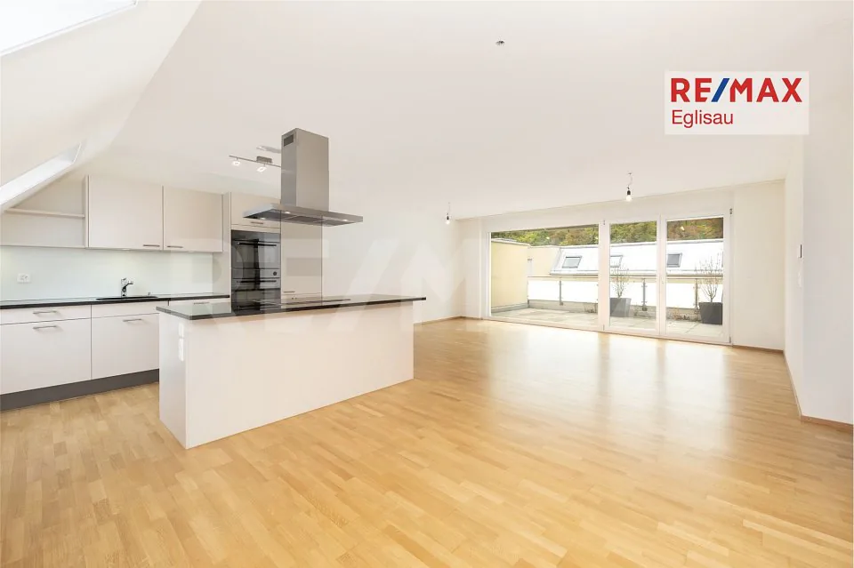 Appartement en attique lumineux avec espace de vie ouvert